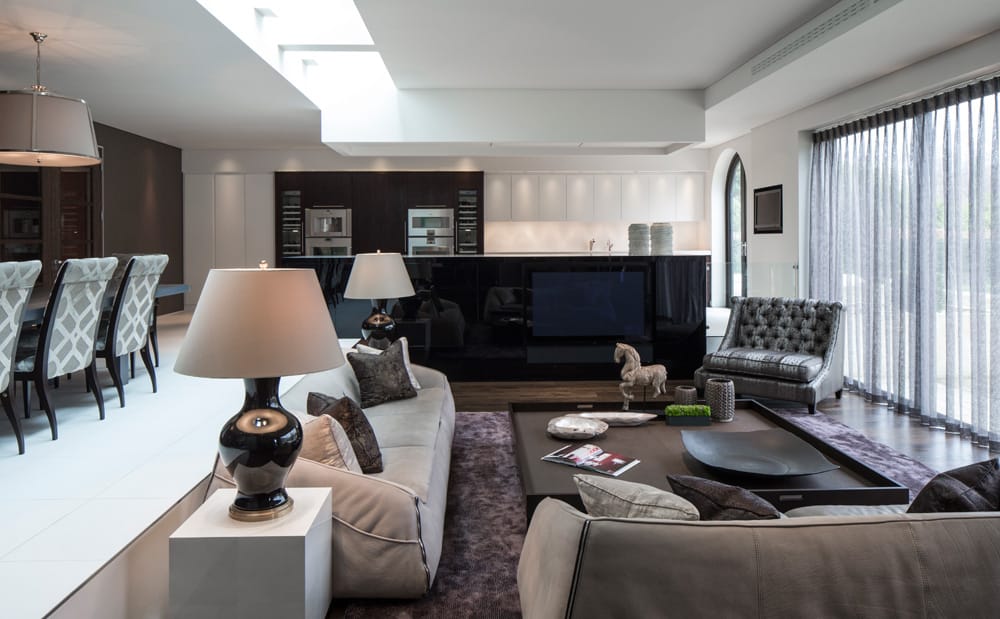 Broad Walk luxurious new build open plan living room by Roselind Wilson Design