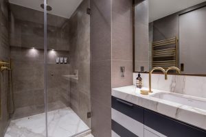 striped bathroom vanity roselind wilson design
