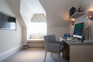 home office with bespoke desk and chair by roselind wilson design