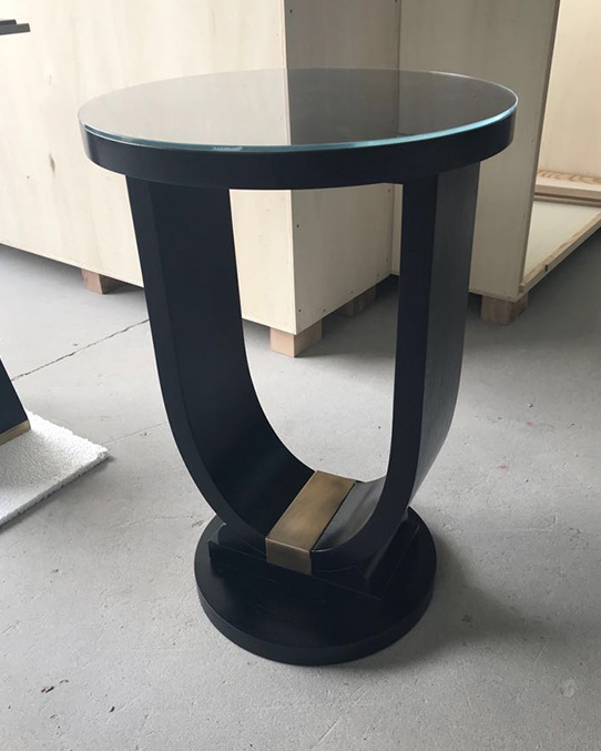 bespoke timber and bronze side table