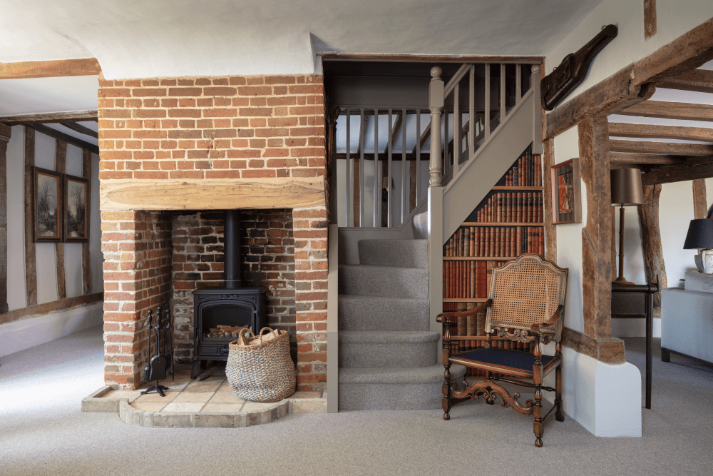 RWD designed Suffolk hill TV lounge fireplace