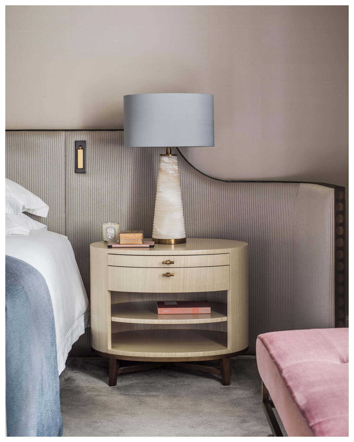 Bedside Table with a Lamp 