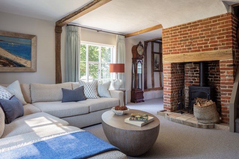 Lounge with fireplace a grandfather clock
