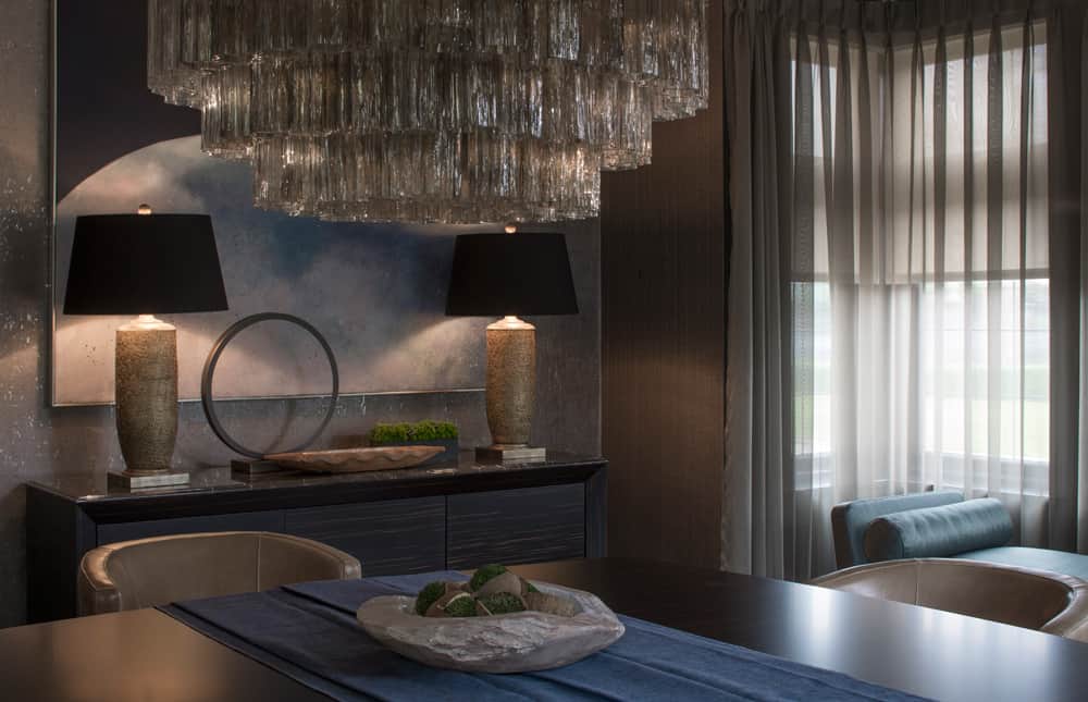 Broad Walk luxurious new build dining room console and feature wall by Roselind Wilson Design