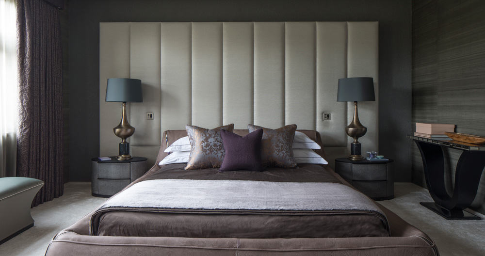 Broad Walk luxurious new build master bedroom by Roselind Wilson Design