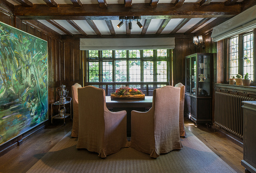 traditional room with contemporary artwork