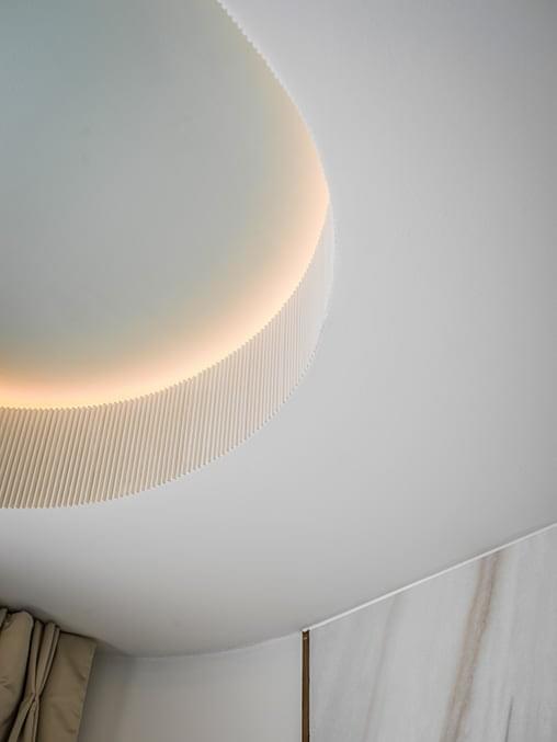 coffered ceiling with fluting detail and LED lighting